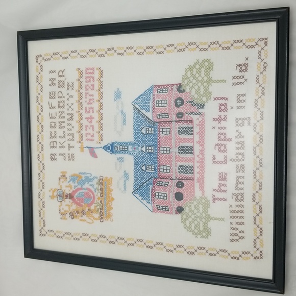 Vintage Cross-Stitch Sampler Glass Framed - Picture 2 of 13